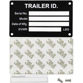 Stamp Punch Set for VIN Plate, Serial ID Number & Letter Stamp, TAG Aluminum Trailer ID Replacement Tag Vin Plate Serial GVWR Medical Blank Data TAG Serial Model Number Identification Tire Size (4mm)