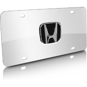 Au-TOMOTIVE GOLD Black Honda Front Plate Frame Mirror Stainless