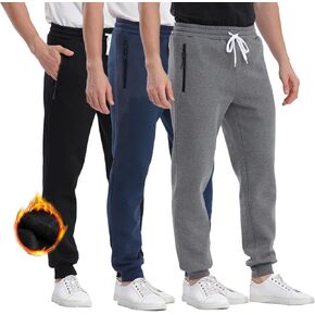 Mens Joggers Sweatpants,3 Pack Fleece Sweat Pants with Pockets Athletic Workout Gym Joggers for Men