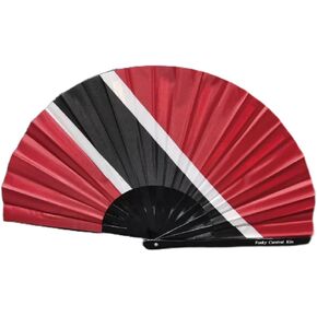 Trinidad Flag Folding Fan|Large Folding Hand Rave Fan|Clack Handheld Fan| Trinidad Carnival Fan| Home Decoration| Cooling beach summer fan