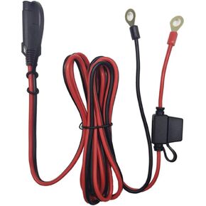 SAE O Ring Terminal Harness - كابل شحن البطارية 7FT - تسخير الأسلاك الطرفية 2-Pin توصيل سريع لفصل التوصيل SAE كابل تمديد البطارية 12V - 24V مع 15A سلك نحاسي 16AWG مدمج للدراجات النارية