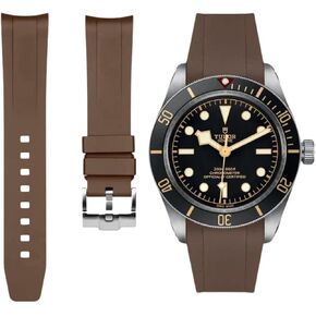 Curved End FKM Rubber Watch Straps for Tudor Black Bay 58 & Tudor Ranger 20mm - Integrated Replacement Rubber Watch Bands for Tudor BB58 GMT 39mm - Compatible with M79030 M79950 M79012 M79018 M7939G
