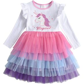 DXTON Toddler Girl Long Sleeve Dresses Winter Children for 2-12T LH4980