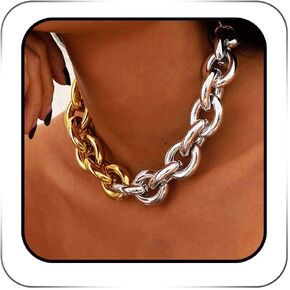 Chunky Choker Necklace Gold Silver Cuban Link Chain Necklaces Punk Thick Neck Chains Jewelry for Women