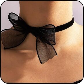 Bow Choker Necklace Black Lace Bow Ribbon Necklace Pearl Bow Necklace Red Bow Necklace for Women Bow Jewelry for Christmas Gifts