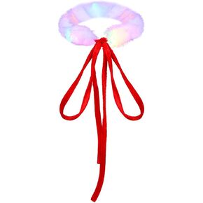 JAKAWIN Light Up Christmas Choker Necklace Red Tie Fluffy Neck Scarf Led Costume Neck Accessories for Women