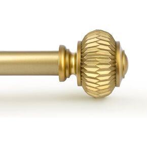 KNOBWELL 2 Pack Empyrean Grace Golden Curtain Rod, 22-42 in, Brass Single Rod with Ball Finials, 1" Single Rod Window Treatment Rod Drapery Rod