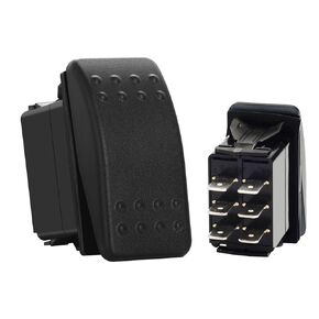 12V/24V DC Reverse Polarity Switch 6P ON-Off-ON 3 Way Rocker Switch Non-Light DPDT Latching Marine Toggle Switch for Car Boat Pontoon Polaris Golf Cart UTV Dashboard Replacement Waterproof IP68