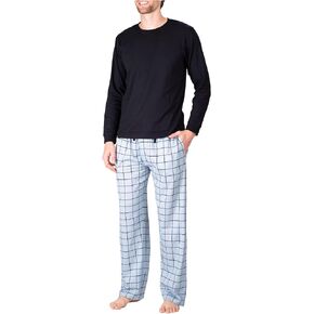 Men's Pajama Set Sleepwear Pjs Lightweight Long Sleeve Crewneck Shirts and Bottoms Soft Comfy Sleep Sets