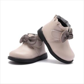 Baby Girls Ankle Booties With Bowknot Soft Leather Comfortable Toddler Boots Rubber Sole Baby Girl Strong Grip First Walkers