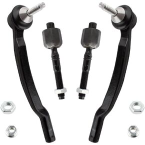 BOXI 4pcs Front Driver Passenger Side Inner +Outer Tie Rod Kit Fit for Volvo V70 2001-2002 (X/C ONLY) / XC70 2003-2007 / XC90 2003-2014 | ES800857 ES800858 EV800283/EV800043