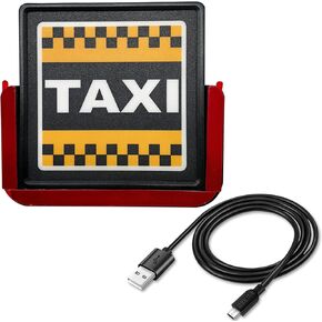 TAXI SIGN Bright LED Light Car Sign Decal Stickers for Removable Rechargeable Food Delivery Service with Mounting Cradle and 12-Hour Wireless Operation