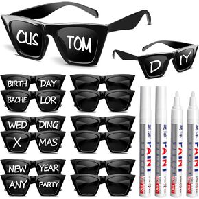 Flutesan Personalized Sunglasses Bulk Custom Sunglasses with Paint Pens for Adult DIY Custom Birthday Wedding Party Favors
