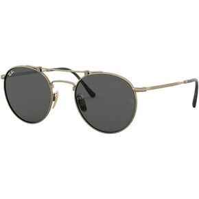 Ray-Ban Rb8147 Titanium Round Sunglasses, Demi Gloss Antique Gold/Grey, 50 mm