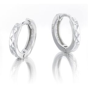 925 Sterling Silver Hoop Earrings 14K White Gold Plated Small Silver Hoop Earrings for Women Silver Huggie Cartilage Hoop Earrings for Men Girls(9mm)