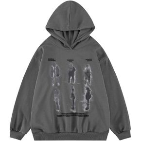 Aelfric Eden Y2k Hoodies Blurry Shadow Print Hoodie Oversized Hooded Sweatshirt Pullover Tops