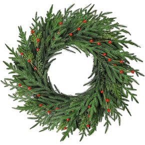 26 Inch Real Touch Christmas Wreath,Thick and Lush,Soft Bendable Faux Cedar Wreath, Christmas Wreaths for Front Door, Outdoor Christmas Wreath, Winter Wreaths for Front Door Christmas Decor Home Decor