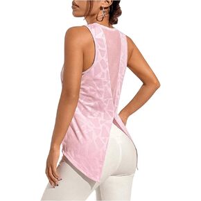 SweatyRocks Women's Graphic Split Tank Tops Sleeveless Workout Athletic Mesh Tops