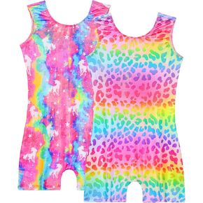 Snowheart Gymnastics Leotards for Girls Tumbling Biketards 2 Pack Sparkle Sleeveless Bodysuits