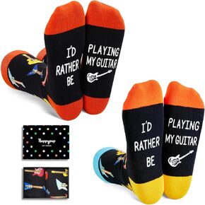 HAPPYPOP Guitar Gifts for Men Women Teen - Funny Socks Guitar Lovers Gifts 2 Pairs, Music Gifts for Guitar Players Teachers