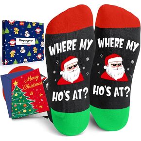 HAPPYPOP Christmas Gifts Stocking Socks - Santa Socks for 2-18 Years Old Teen Boys Girls and Adult, Xmas Stocking for Kids