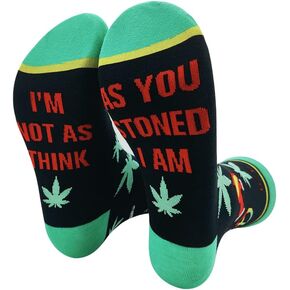 ZHANTUONE Socks Gift，I'm Not As Think，As You Stoned I AM， Mxxijuxna Socks 420 Gifts，420 Mxxijuxna Weed Socks，Gifts For Pot Smxxers