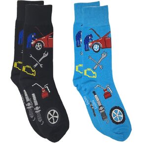 Foozys Men’s Crew Socks | Working Professional Man Novelty Socks | 2 Pairs (Mechanic)