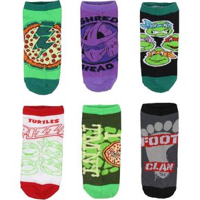 Bioworld Teenage Mutant Ninja Turtles Socks Adult TMNT Themed Designs Mix And Match No Show Ankle Socks 6 Pairs