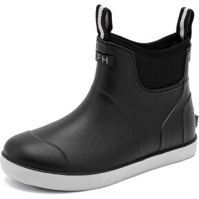 Men's Deck Boots, Waterproof Ankle Rain Boots Men Anti-Slip Traction, Outdoor Rubber Fishing Garden Boots High-Performance Shoes for Farming