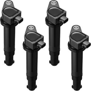 BDFHYK Ignition Coil Pack UF499 and Iridium Spark Plugs 7090 Compatible with Kia Rondo Rio Rio5 Hyundai Accent Dodge Attitude 1.4L 1.6L 2.4L L4 C1543 27301-26640 BKR5EGP Sets of 4