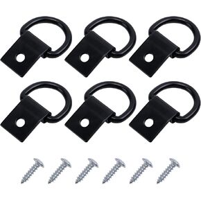 CHANGE MOORE 6Pcs D Ring Tie Down Anchors, Tie Downs for Kayak Track Mount, Stainless Steel Trailer Tie Downs, Black D Ring with Screws, Tie Down Rings for Trailer, Truck Bed, RV, Warehouse in Kuwait