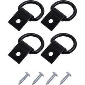 CHANGE MOORE 6Pcs D Ring Tie Down Anchors, Tie Downs for Kayak Track Mount, Stainless Steel Trailer Tie Downs, Black D Ring with Screws, Tie Down Rings for Trailer, Truck Bed, RV, Warehouse