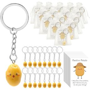 Garfunkel 25 Sets Inspirational Positive Potato Keychain Bulk Emotional Support Potato Gift with Funny Cards Organza Bags Appreciation Gift for Employee Coworker Students Teacher Friend