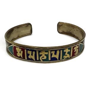 Tibetan Buddhist 7 chakra copper bracelet | Cuff Bracelet Bangle | Spiritual Jewellery Mantra | Handmade in Nepal - Ideal for Gift