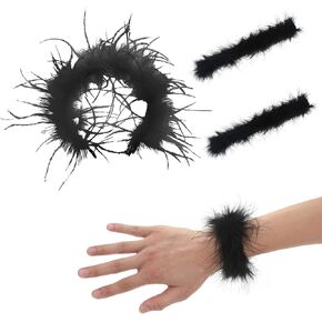 Feather Slap Bracelets and Feather Headband Feather Slap Bracelet Watch Patting Circle,Snap Bracelets Feather Cuffs Wrist,Wristband Cuff Sleeves Slap Bangle Hair Accessories