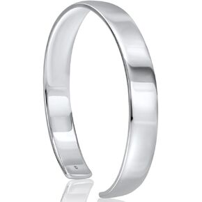 VY JEWELRY CLASSIC CHARM - Solid 925 Sterling Silver Plain Cuff Bracelet for Men and Women - Made in Thailand