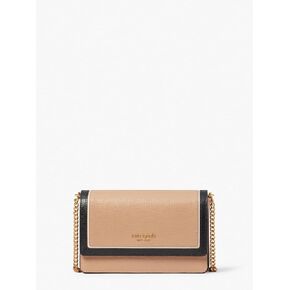 kate spade new york Women's Morgan Colorblocked Saffiano Leather Flap Chain Wallet, Cafe Mocha Multi