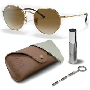 Ray-Ban RB3565 JACK Round Shape Sunglasses With Eyewear Kit Bundle - Adjustable Nose Pads - Retro Sunglasses