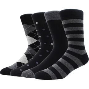 Mens Black Dress Socks 10-13, Work Crew Cotton thick tall wide Calf Long Socks Size 9-12 13-15