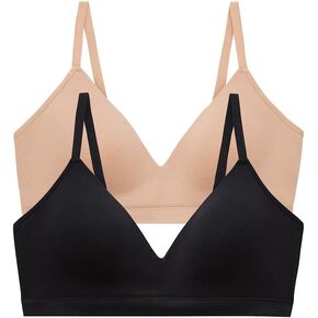 ThirdLove Form 360 Fit Wireless Bra, Seamless Everyday Bras, No Underwire, Comfortable Bralette for Women, 2 Pack Taupe-Black