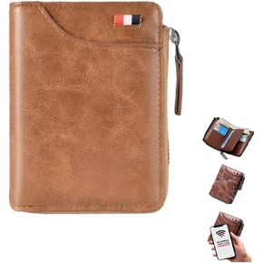 2023 New Multi-Functional RFID Blocking Waterproof Durable PU Leather Wallet, Large Capacity Zipper Wallets for Men Holds 1-14 Cards, Soft Slim Genuine Leather RFID Blocking Wallet Technology (BLACK)