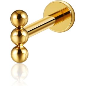 FINE4U 1PC 18G Flatback Stud Earring for Women 6mm 8mm - ASTM F136 Titanium Earrings Cartilage Piercing Jewelry for Tragus Helix Conch, Hypoallergenic, Nickel Free