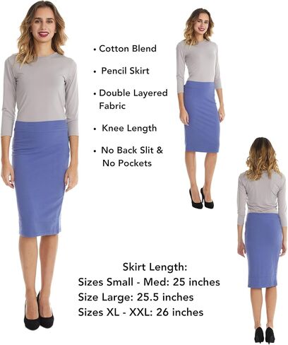 ESTEEZ Women's Form Fitting Snug Pencil Skirt - Modest Stretchy Below The Knee - Chicago in Kuwait