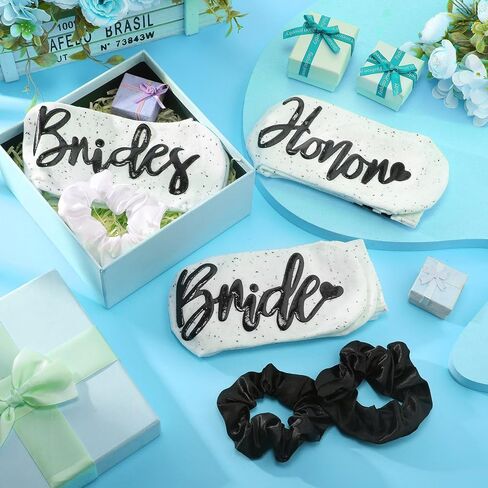 Toulite 7 Pairs Bride Bridesmaid Socks 7 Satin Bridesmaid Scrunchies Women Wedding Gifts Set Bachelorette Party Favors in Kuwait