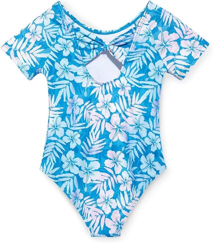 Haloumoning Girls One Piece Swimsuits Kids Short Sleeve Bowknot Backless Bathing Suit Swimwear 5-14 Years in Saudi Arabia