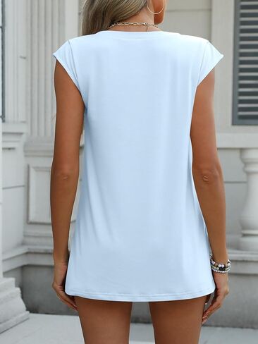 ANRABESS Womens Tank Top V Neck Cap Sleeve Summer Casual Loose Slit Side Sleeveless Tunic Tee Shirts 2025 Trendy Clothes in Saudi Arabia