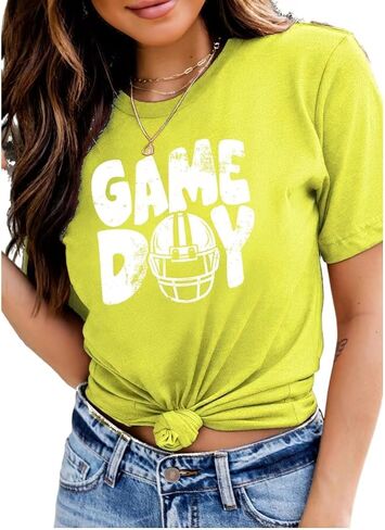 Unisex Style Women Graphic Tee Cotton Game Day T-Shirts American Football Blouse in Saudi Arabia