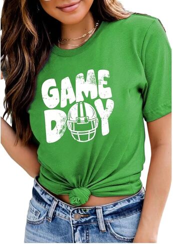 Unisex Style Women Graphic Tee Cotton Game Day T-Shirts American Football Blouse in Saudi Arabia