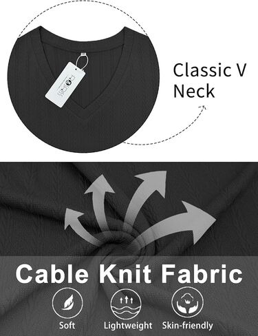 ROSRISS Plus-Size Shirts for Women Trendy Cable Knit V Neck Tops Oversized Long Sleeve Tees Dressy Pullover Tunics XL-5XL in Kuwait