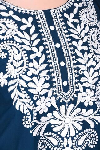 ladyline Plain Rayon Tunic Kurti Chikankari Embroidered Kurta Top for womens in Saudi Arabia